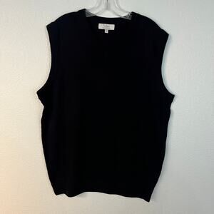 Turnbury 100% extra fine merino wool sweater vest black size LT mens